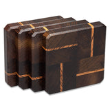 Wenge & Tiger Wood Coasters End Grain Set of 4 with Base at A & E Luxury Home