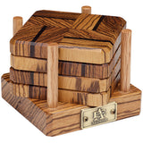 Tiger & Wenge Wood Coasters End Grain Set of 4 with Base