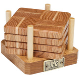 Oak & Maple Wood Coasters End Grain Set of 4 with Base