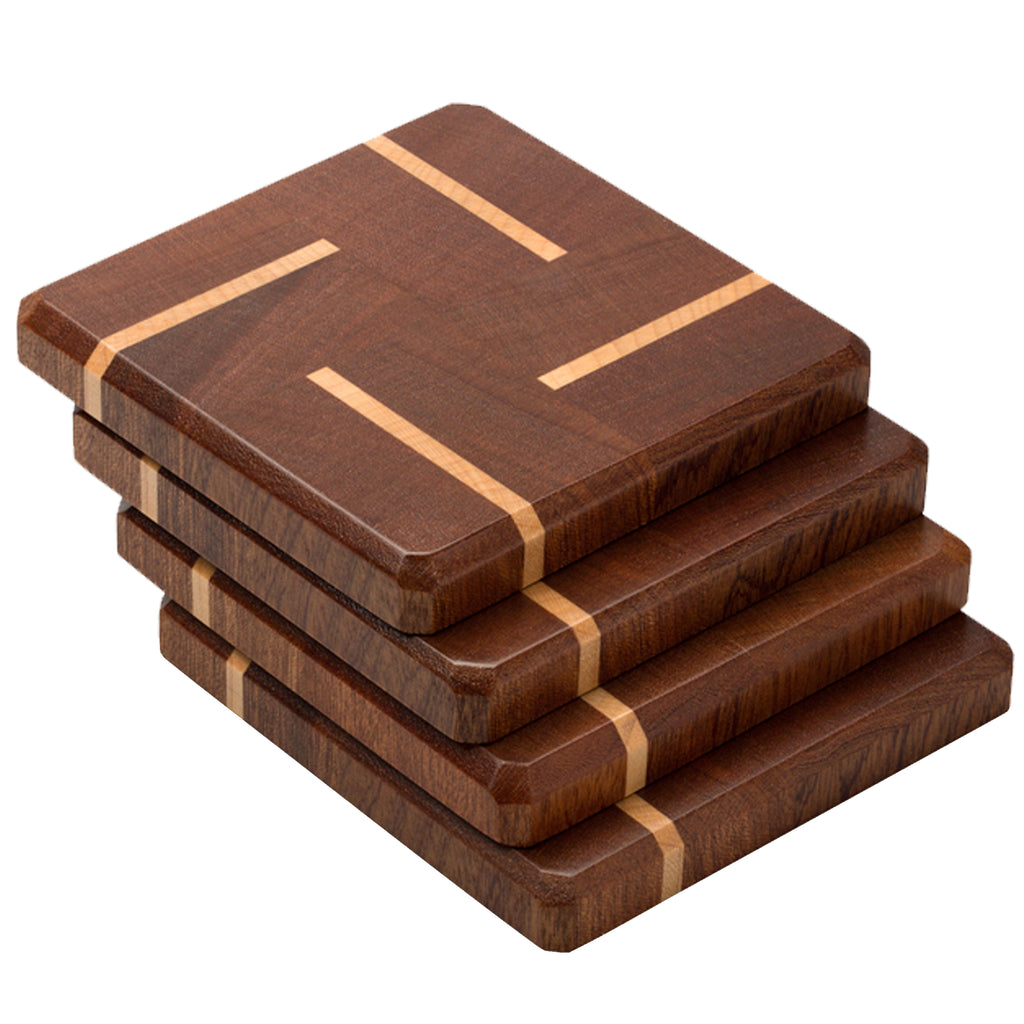 Mahogany & Maple Wood Coasters End Grain Set of 4