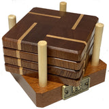 Mahogany & Maple Wood Coasters End Grain Set of 4 with Base