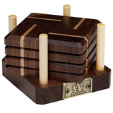 Walnut & Maple Wood Coasters End Grain Set of 4 with Base