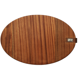 Sam Cutting Board Oval Mahogany Wood Edge Grain Handmade