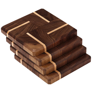 Walnut & Maple Wood Coasters End Grain Set of 4