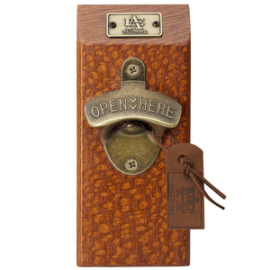 Lace Wood Edge Grain Wall Mounted Brass Bottle Opener at A & E Luxury Home