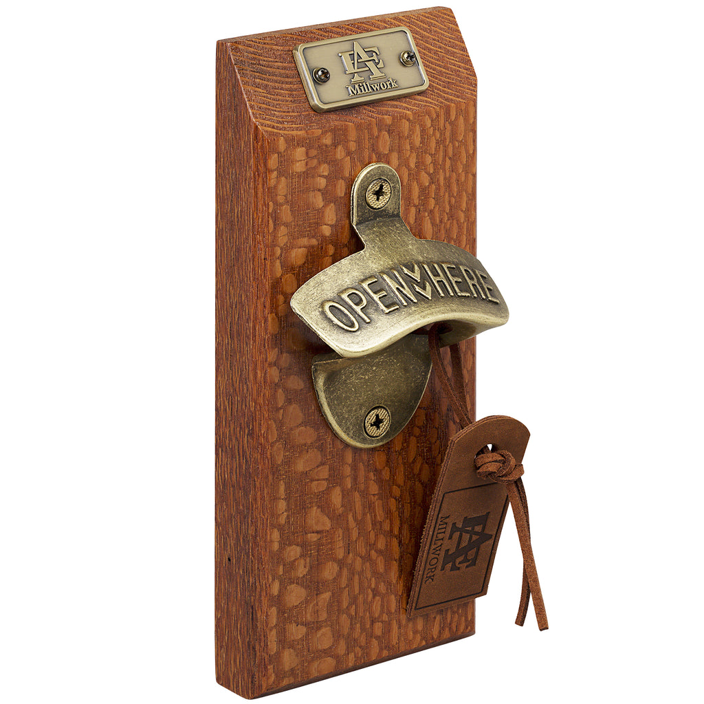 Lace Wood Edge Grain Wall Mounted Brass Bottle Opener at A & E Luxury Home