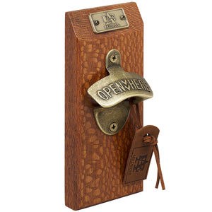 Lace Wood Edge Grain Wall Mounted Brass Bottle Opener at A & E Luxury Home