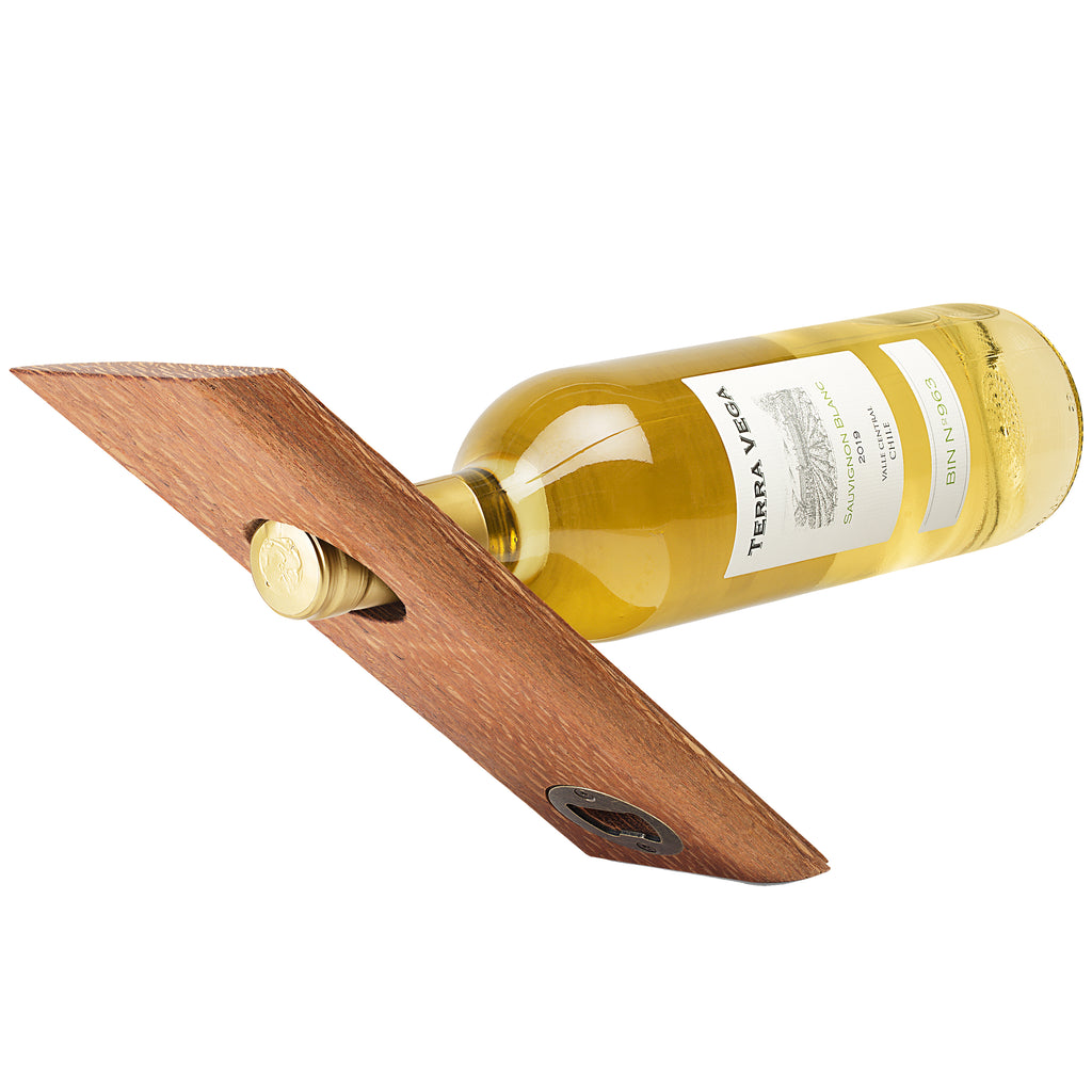 Lace Wood Edge Grain Self-Balancing Wine Bottle Holder & Opener