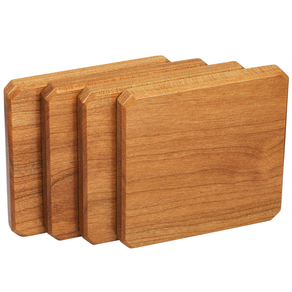 Cherry Wood Coasters Edge Grain Set of 4 and Base