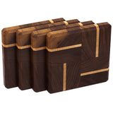 Walnut & Maple Wood Coasters End Grain Set of 4 with Base