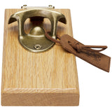 Oak Wood Edge Grain Wall Mounted Brass Bottle Opener