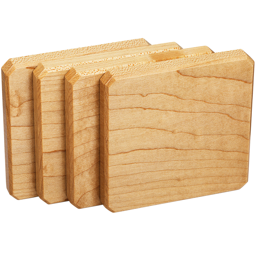 Maple Wood Coasters Edge Grain Set of 4 with Base
