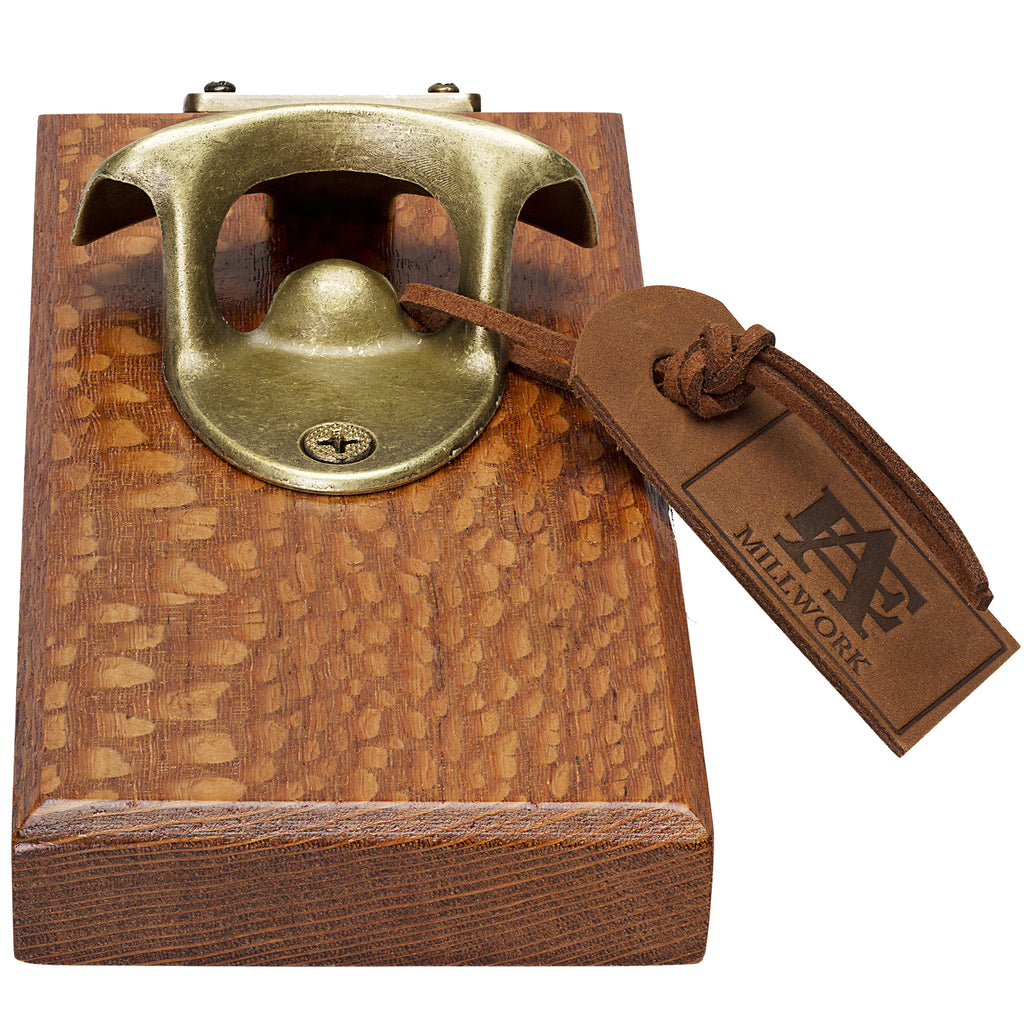 Lace Wood Edge Grain Wall Mounted Brass Bottle Opener at A & E Luxury Home