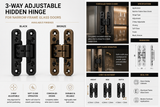 3-Way Adjustable Hidden Hinge — Narrow-Frame Glass Door