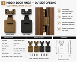 Hidden Door Hinge — Outside Opening | Custom Millwork System