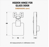 3-Way Adjustable Hidden Hinge — Narrow-Frame Glass Door