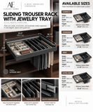 Sliding Trouser Rack with Jewelry Tray | Organizer for Wardrobe & Cabinet | AE Luxury Home