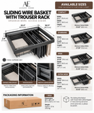 Sliding Wire Basket with Trouser Rack | Organizer for Wardrobe & Cabinet | AE Luxury Home