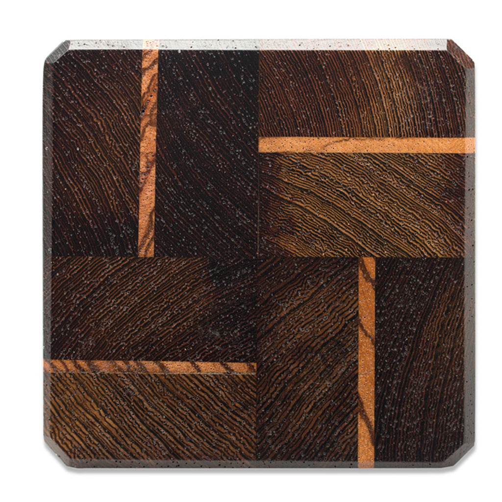 Wenge & Tiger Wood Coasters End Grain Set of 4 with Base