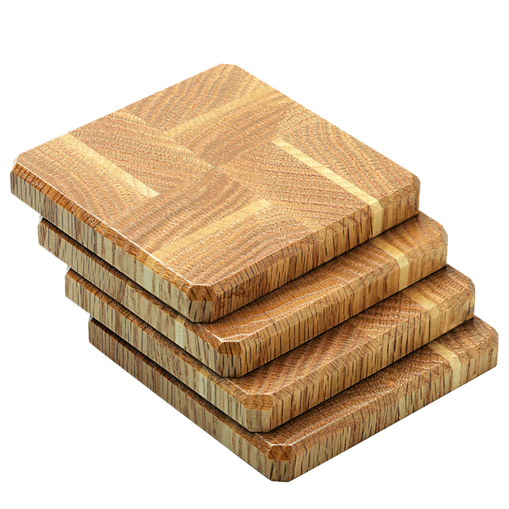 Oak & Maple Wood Coasters End Grain Set of 4