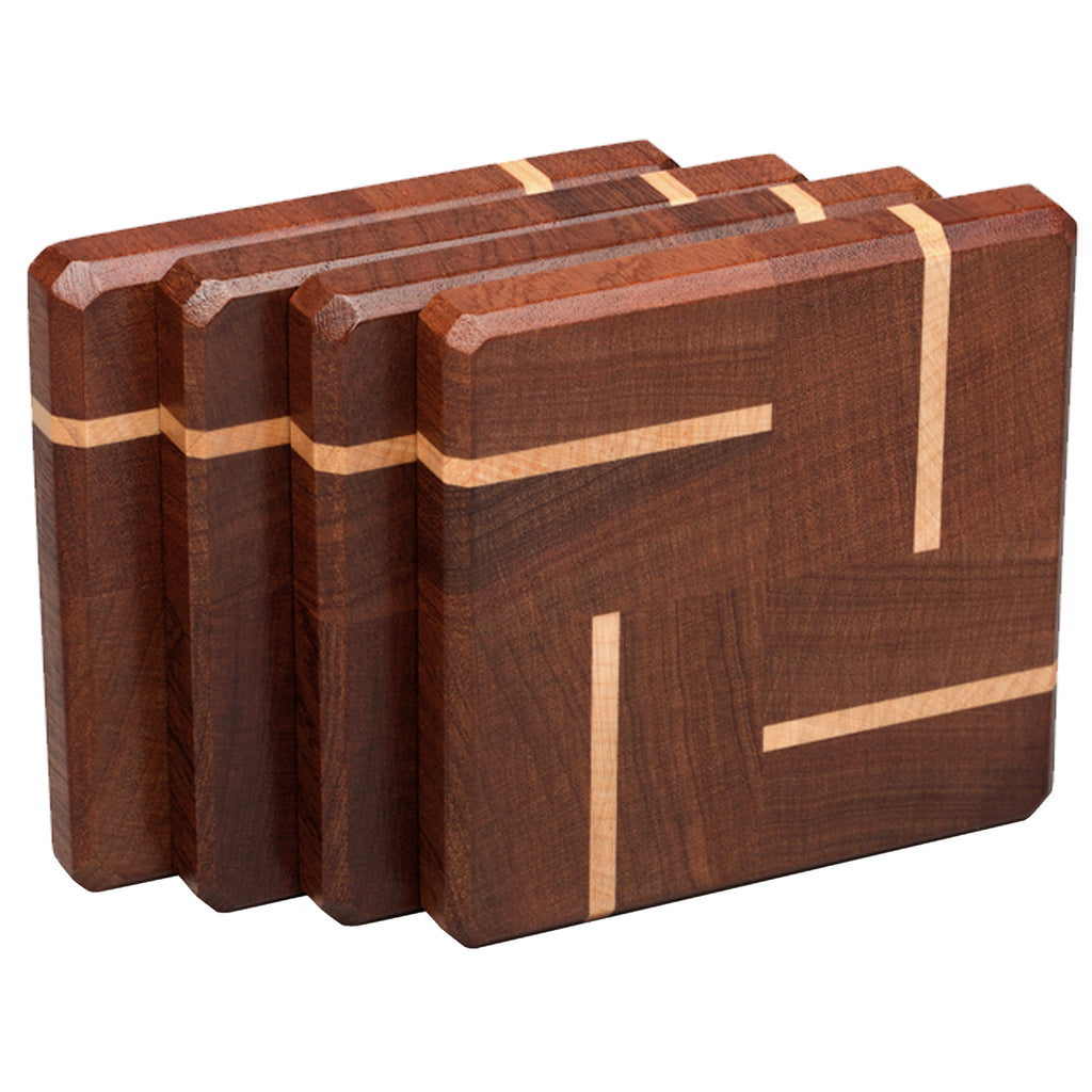 Wooden Coasters 4 (18 Shape / Wood Options) 4-Pack Mahogany / Circle