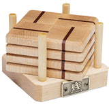 Maple & Lace Wood Coasters End Grain Set of 4 with Base
