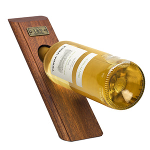 Mahogany Wood Edge Grain Self-Balancing Wine Bottle Holder & Opener