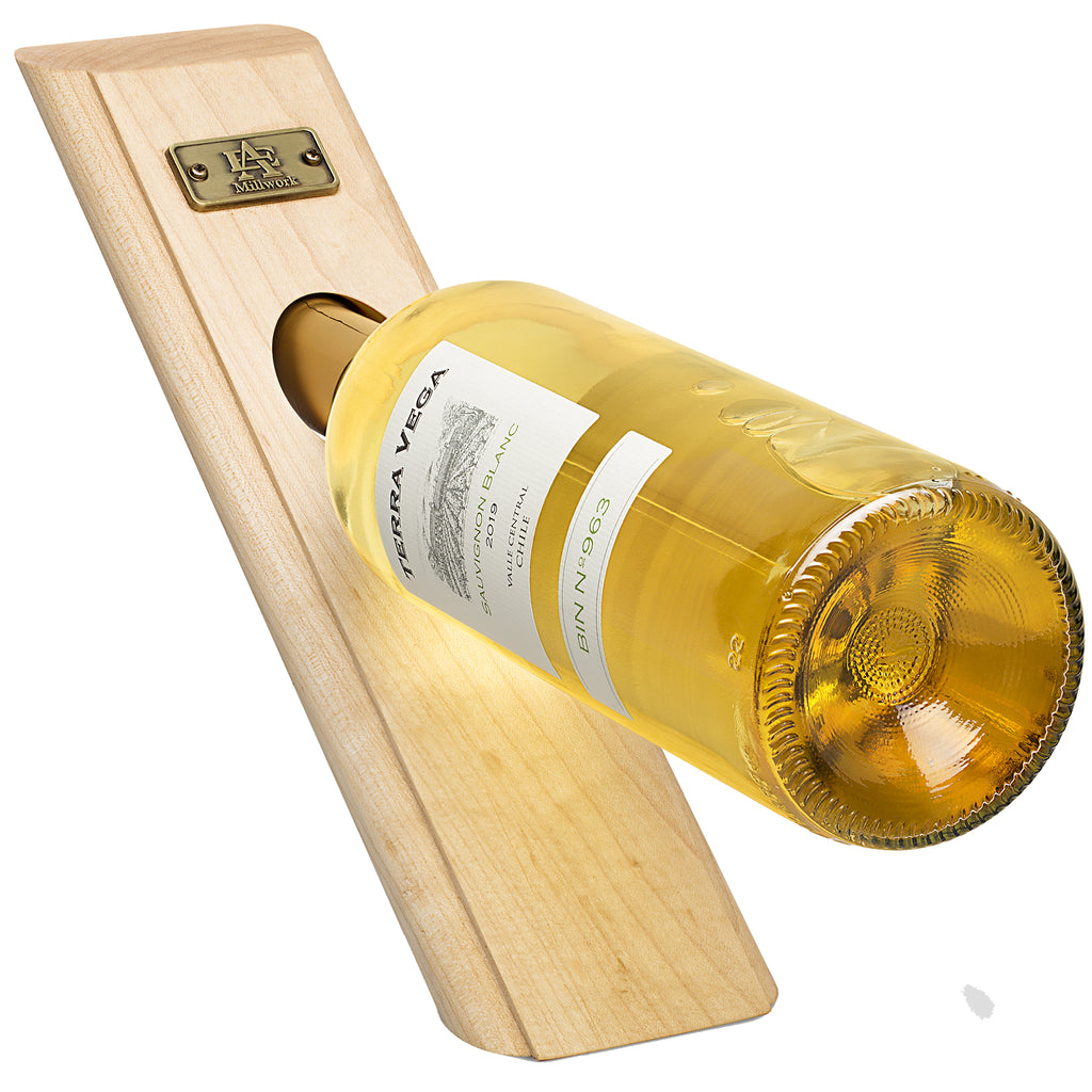 Maple Wood Edge Grain Self-Balancing Wine Bottle Holder & Opener