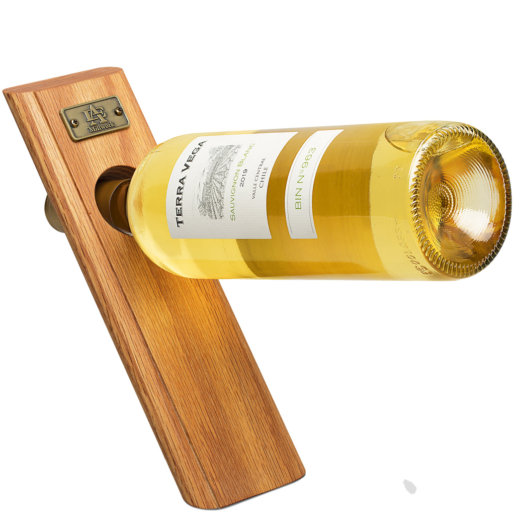 Self-Balancing Oak Edge Edge Grain  Wine Bottle Holder