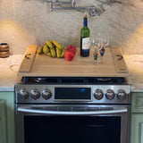 Bleached Light Grey Oak Wood Stove Top Cover