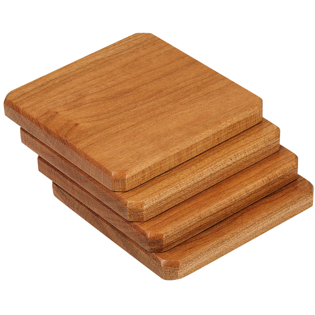 Wooden Coaster Tower Set (6) Cherry Wood Color- Lips In Coasters