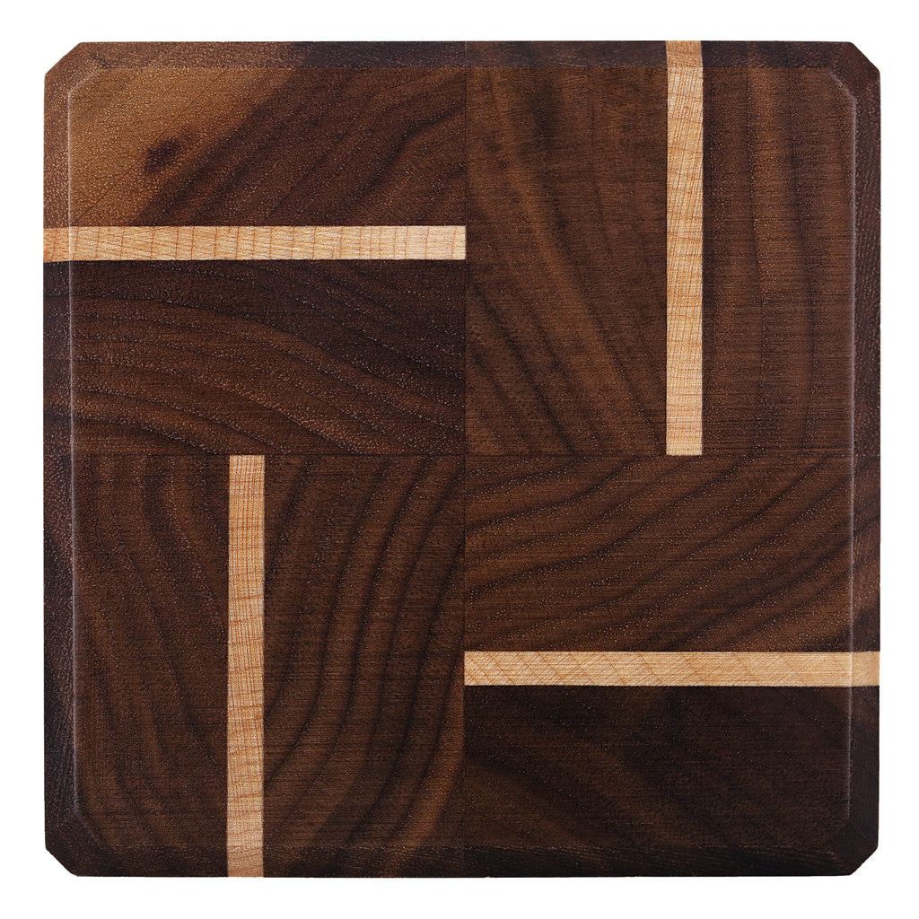 Walnut & Maple Wood Coasters End Grain Set of 4 with Base