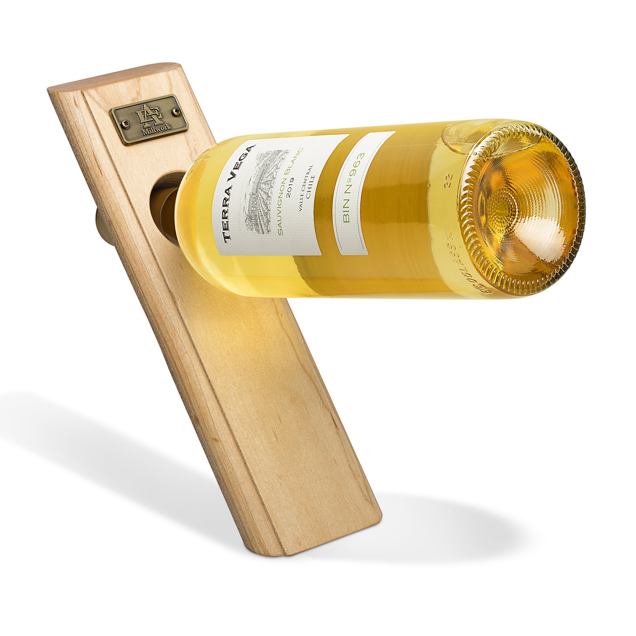 Self-Balancing Maple Wood Edge Grain Wine Bottle Holder