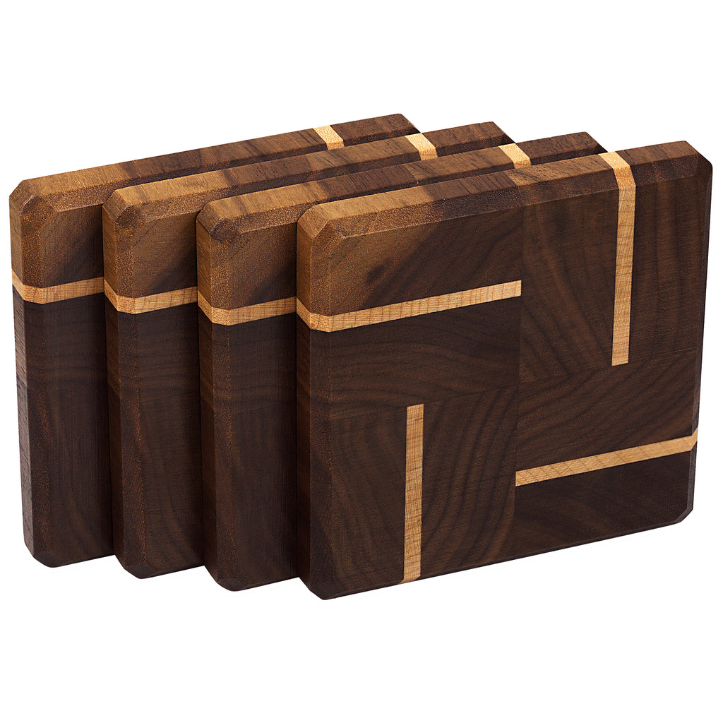 Maple/Walnut Square Coasters (set of 4) - Kitchen and Dining - Made by Him