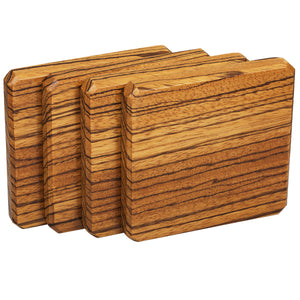 Tiger Wood Coasters Edge Grain Set of 4 with Base