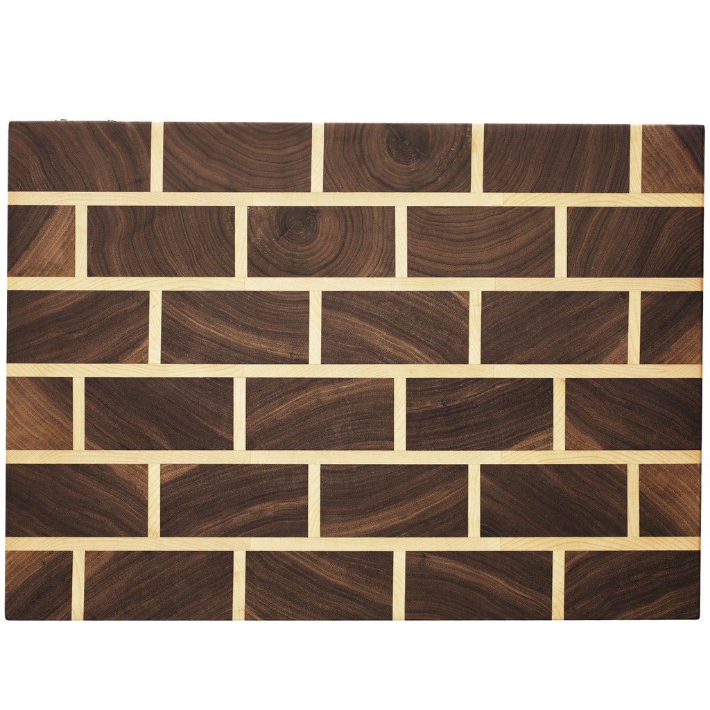 Brick Cutting Board Walnut & Maple Wood End Grain Handmade