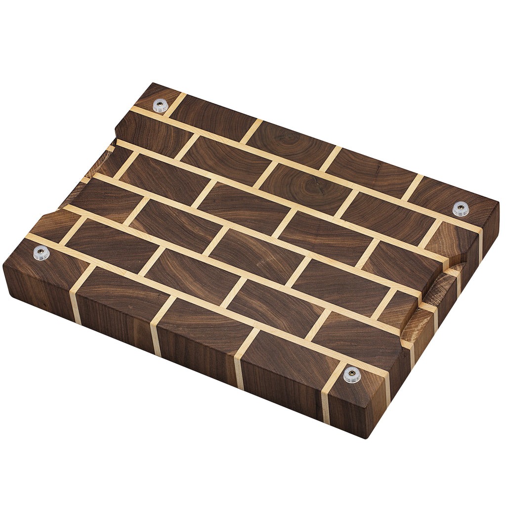 Brick Cutting Board Walnut & Maple Wood End Grain Handmade