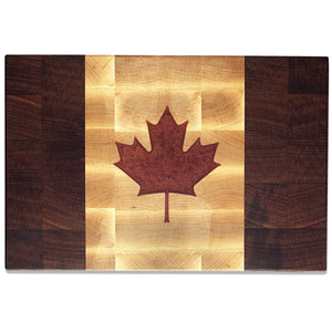 Leaf Cutting Board Canada Flag Mahogany, Maple, Epoxy Wood End Grain Handmade