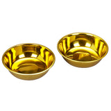 Dog Feeder Bowls Gold Large 8.5" Set of 2