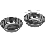 Dog Feeder Bowls Silver Large 8.5" Set of 2